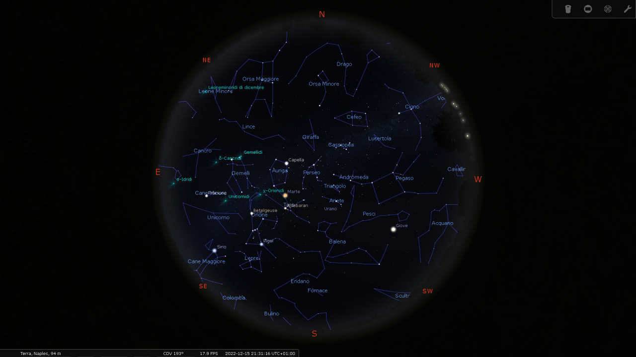 Costellazioni in Stellarium