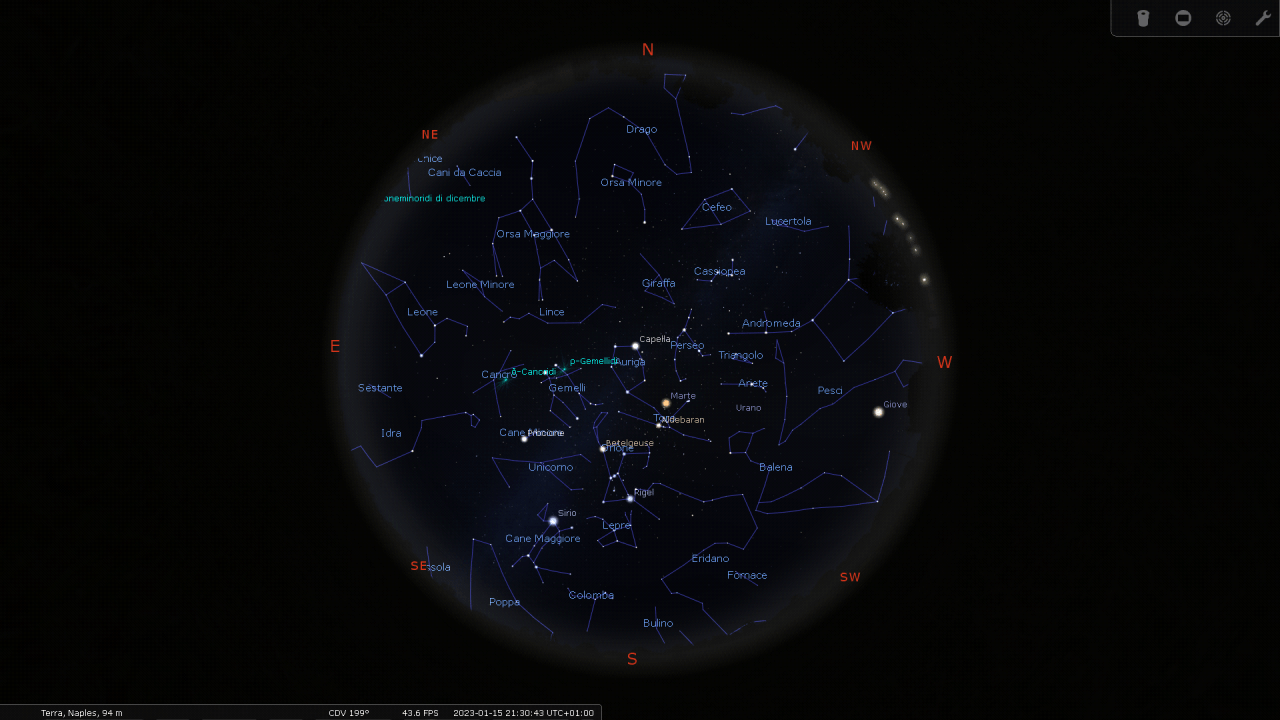 Costellazioni in Stellarium
