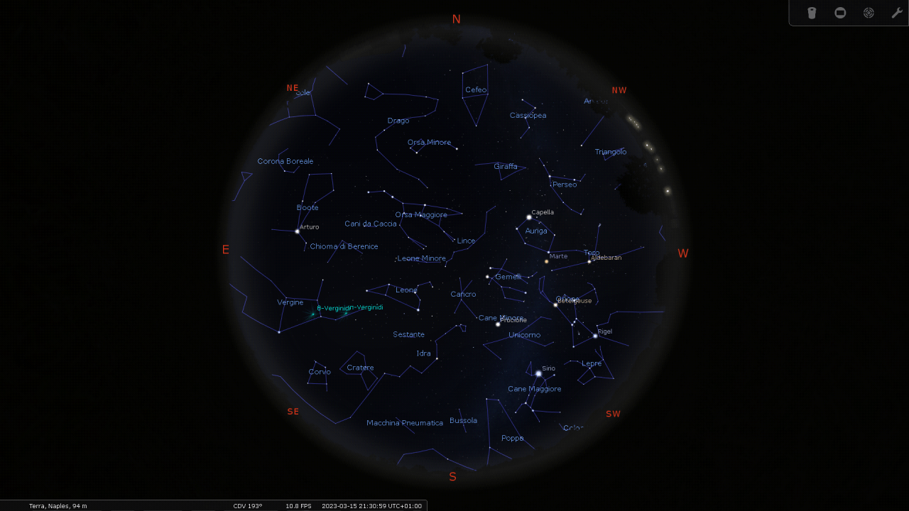 Costellazioni in Stellarium