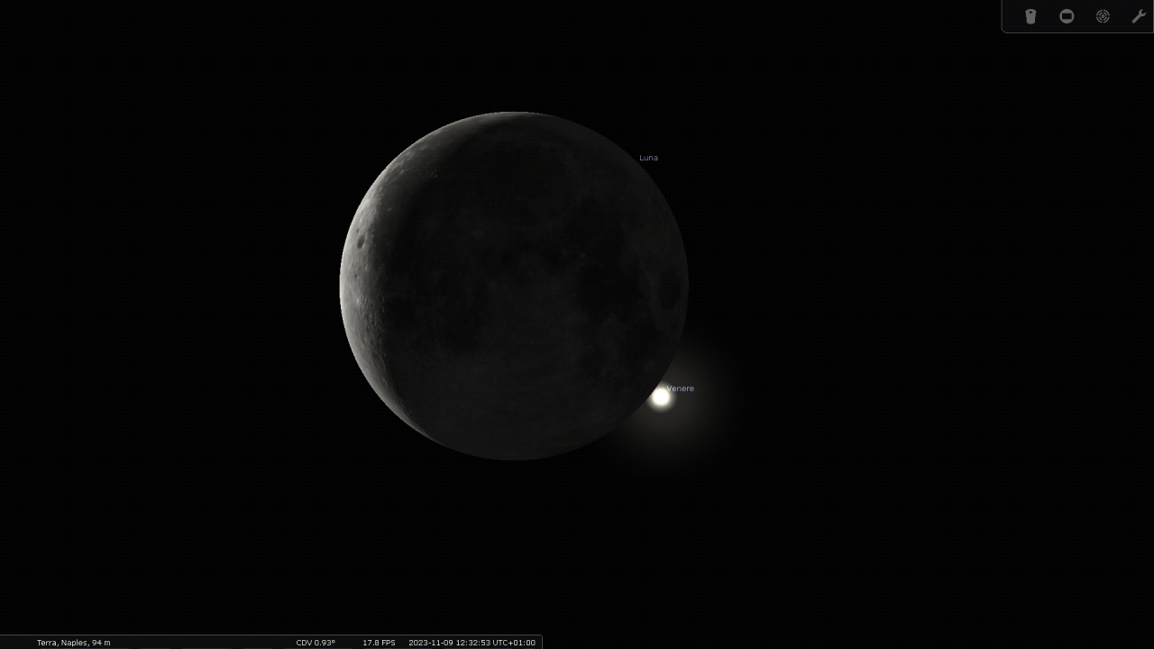 fine dell'occultazione Luna-Venere da Stellarium
