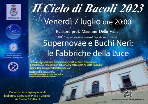 7 luglio 2023 - Il cielo di Bacoli - Supernovae e Buchi Neri
