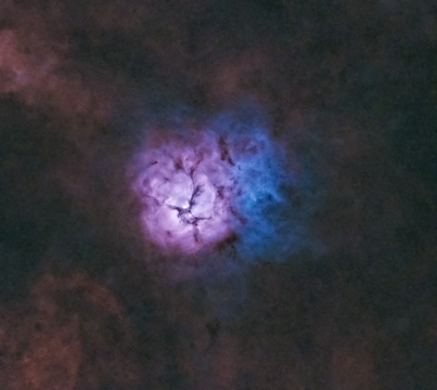 Nebulosa Trifida-M20, versione starless (senza stelle di sfondo), foto di Gabriele Piantadosi